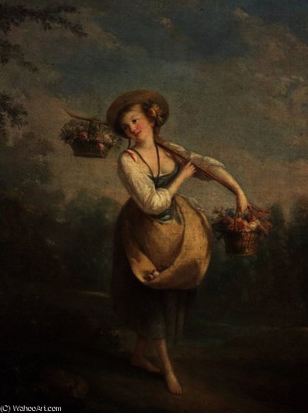 WikiOO.org - Encyclopedia of Fine Arts - Målning, konstverk Jean Baptiste Huet - The flower girl