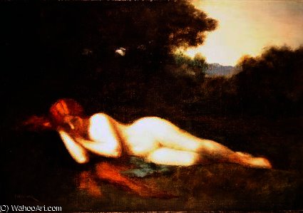 WikiOO.org - Encyclopedia of Fine Arts - Lukisan, Artwork Jean Jacques Henner - Nude lying down