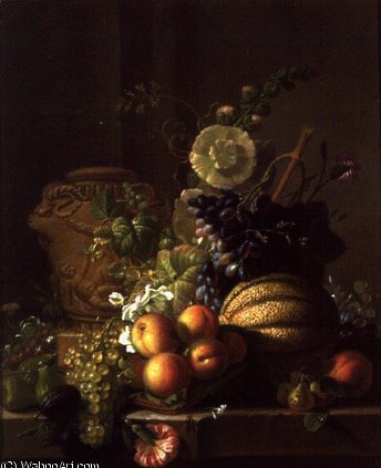 Wikioo.org - Bách khoa toàn thư về mỹ thuật - Vẽ tranh, Tác phẩm nghệ thuật Jean Louis Prevost - A Still Life of a Melon