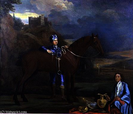 WikiOO.org - Encyclopedia of Fine Arts - Maľba, Artwork John Closterman - Portrait of a Racehorse and Jockey
