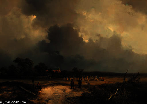 WikiOO.org - Encyclopedia of Fine Arts - Lukisan, Artwork Johannes Franciscus Hoppenbrouwers - After the harvest