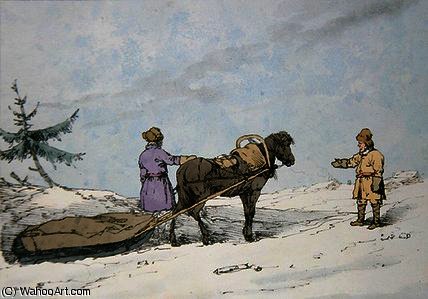 WikiOO.org - Encyclopedia of Fine Arts - Lukisan, Artwork John Augustus Atkinson - Finland sledge,