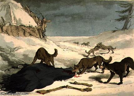WikiOO.org - Encyclopedia of Fine Arts - Schilderen, Artwork John Augustus Atkinson - The wolf hunt