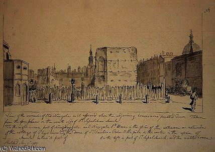 WikiOO.org - Encyclopedia of Fine Arts - Maľba, Artwork John Carter - View of the Remains of Old Newgate Prison