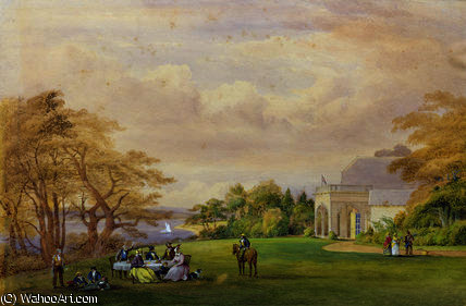 WikiOO.org - אנציקלופדיה לאמנויות יפות - ציור, יצירות אמנות John Christian Schetky - Group at the 'Cottage', Bournehill,