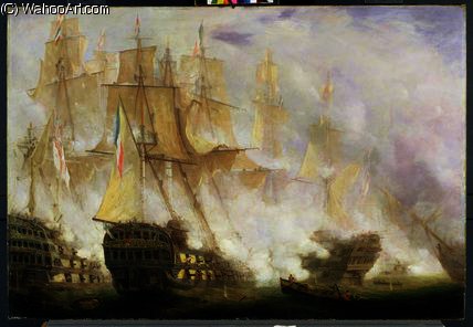 WikiOO.org - Encyclopedia of Fine Arts - Maleri, Artwork John Christian Schetky - The Battle of Trafalgar, c.1841