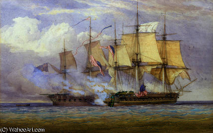 Wikioo.org - The Encyclopedia of Fine Arts - Painting, Artwork by John Christian Schetky - The Moment of Victory between HMS 'Shannon' and