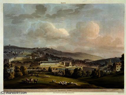 Wikioo.org - สารานุกรมวิจิตรศิลป์ - จิตรกรรม John Claude Nattes - A General View of Bath