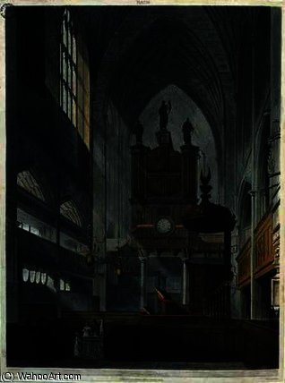 Wikioo.org – L'Enciclopedia delle Belle Arti - Pittura, Opere di John Claude Nattes - interno del abbazia