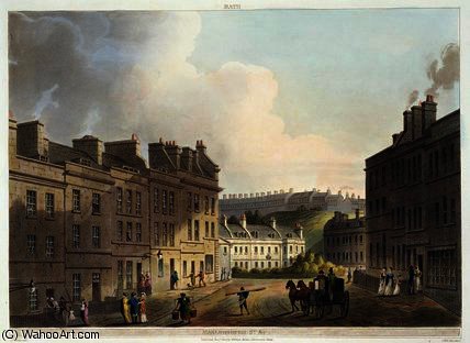 Wikioo.org - The Encyclopedia of Fine Arts - Painting, Artwork by John Claude Nattes - Marlborough Street, from 'Bath Illustrated
