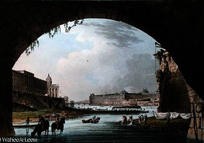 Wikioo.org - The Encyclopedia of Fine Arts - Painting, Artwork by John Claude Nattes - Panorama of the River Seine seen from beneath