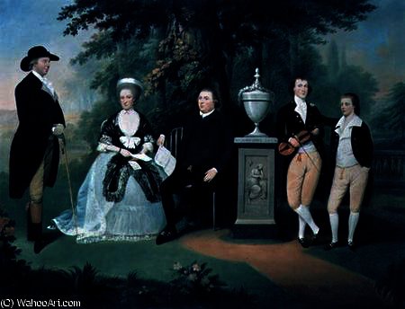 Wikioo.org - The Encyclopedia of Fine Arts - Painting, Artwork by John Downman - Members of the Wilson family grouped round a memorial of William Pitt the Younger