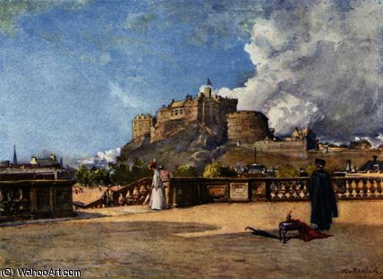 Wikioo.org - The Encyclopedia of Fine Arts - Painting, Artwork by John Fulleylove - The Castle from the Terrace of Heriot's Hospital