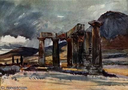 Wikioo.org - The Encyclopedia of Fine Arts - Painting, Artwork by John Fulleylove - The Temple at Corinth