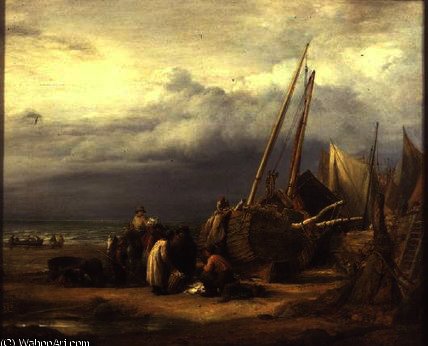 WikiOO.org - Encyclopedia of Fine Arts - Maalaus, taideteos John Linnell - A View on the Coast at Hastings