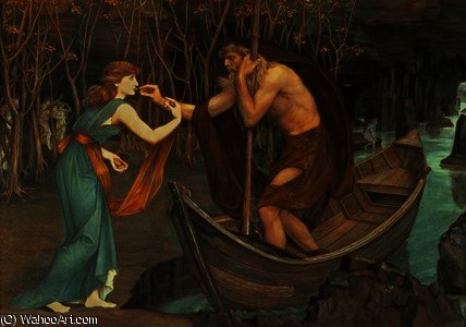 Wikioo.org - The Encyclopedia of Fine Arts - Painting, Artwork by John Roddam Spencer Stanhope - Charon and Psyche
