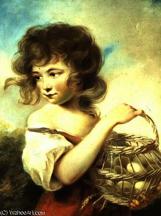 Wikioo.org – L'Enciclopedia delle Belle Arti - Pittura, Opere di John Russell - la ragazza con  dopodomani  Cestino  di  uova