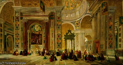 WikiOO.org - دایره المعارف هنرهای زیبا - نقاشی، آثار هنری John Scarlett Davis - Interior of St. Peter's