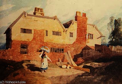 WikiOO.org - دایره المعارف هنرهای زیبا - نقاشی، آثار هنری John Sell Cotman - Cottages with a Washerwoman c.1808 - (9)