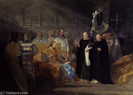 WikiOO.org - Encyclopedia of Fine Arts - Maleri, Artwork John Sell Cotman - King John and Prince Henry at Swinstead Abbey