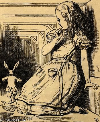 Wikioo.org - The Encyclopedia of Fine Arts - Painting, Artwork by John Tenniel - The White Rabbit is late