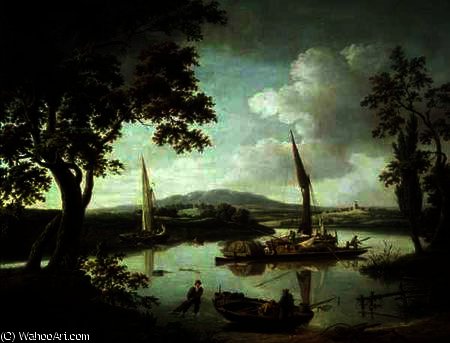 Wikioo.org - The Encyclopedia of Fine Arts - Painting, Artwork by John Thomas Serres - View of the Thames from Keen Edge Ferry