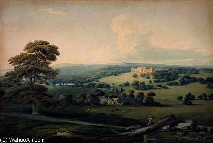 WikiOO.org - Encyclopedia of Fine Arts - Lukisan, Artwork John Varley I (The Older) - Harewood House from the South East