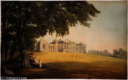 WikiOO.org - Encyclopedia of Fine Arts - Lukisan, Artwork John Varley I (The Older) - Harewood House from the South