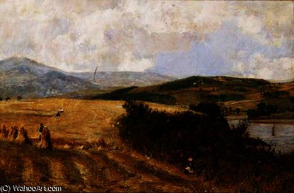Wikioo.org - The Encyclopedia of Fine Arts - Painting, Artwork by John William Buxton Knight - Harvest Time on the Conway River