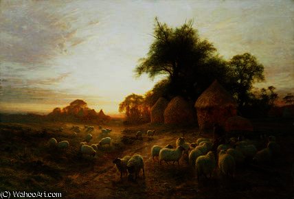 Wikioo.org - The Encyclopedia of Fine Arts - Painting, Artwork by Joseph Farquharson - Yon Yellow Sunset Dying in the West