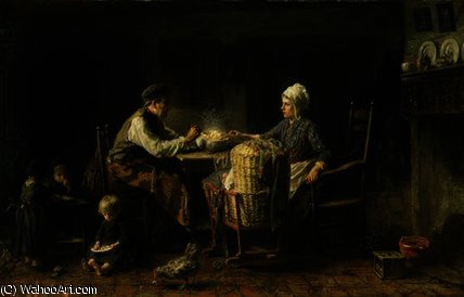 WikiOO.org - Encyclopedia of Fine Arts - Målning, konstverk Jozef Israels - The frugal meal