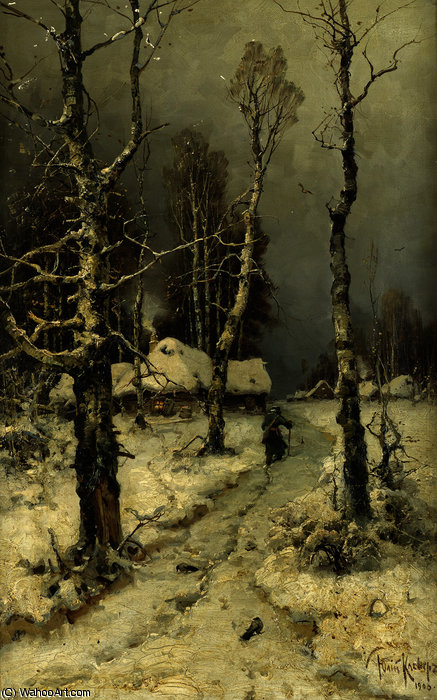 WikiOO.org - Encyclopedia of Fine Arts - Målning, konstverk Julius Sergius Von Klever - Heimkehr im Winter