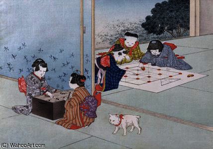 Wikioo.org - The Encyclopedia of Fine Arts - Painting, Artwork by Kobayashi Eitaku - Backgammon and Musashi