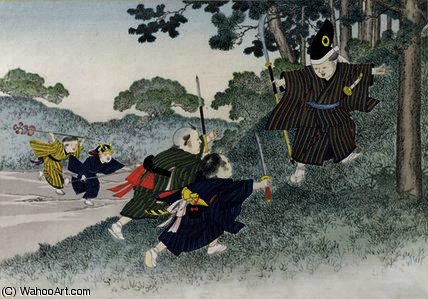 Wikioo.org - The Encyclopedia of Fine Arts - Painting, Artwork by Kobayashi Eitaku - Playing at Warriors
