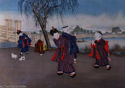 Wikioo.org - The Encyclopedia of Fine Arts - Painting, Artwork by Kobayashi Eitaku - Walking by a River