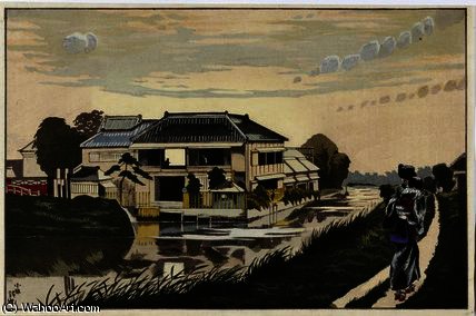 Wikioo.org - สารานุกรมวิจิตรศิลป์ - จิตรกรรม Kobayashi Kiyochika - The Sunset at Yanagishima