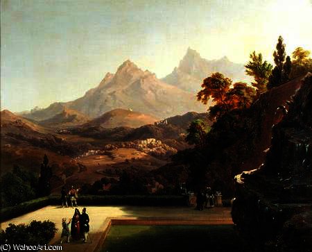 WikiOO.org - Encyclopedia of Fine Arts - Maleri, Artwork Louis Gurlitt - Elegant Figures Conversing on a Terrace