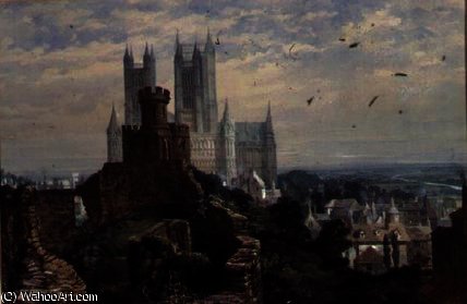 WikiOO.org - אנציקלופדיה לאמנויות יפות - ציור, יצירות אמנות Louise Rayner - Lincoln Cathedral from the South