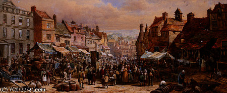 WikiOO.org - Encyclopedia of Fine Arts - Lukisan, Artwork Louise Rayner - Market day, ashbourne