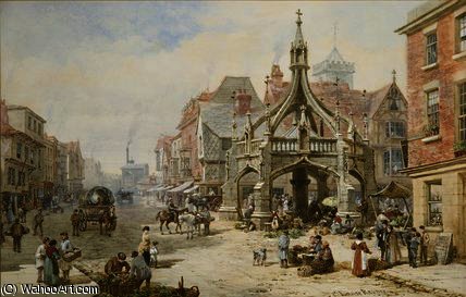 Wikioo.org - The Encyclopedia of Fine Arts - Painting, Artwork by Louise Rayner - The Poultry Cross at Salisbury