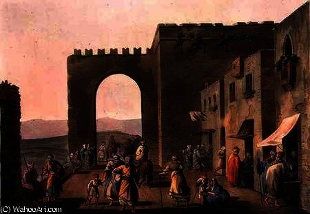 WikiOO.org - Encyclopedia of Fine Arts - Lukisan, Artwork Luigi Mayer - he Principal Street in Bethlehem