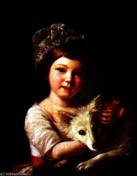 WikiOO.org - Encyclopedia of Fine Arts - Maleri, Artwork Nathaniel Hone - Young Girl with a Dog