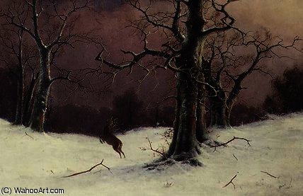 WikiOO.org - Encyclopedia of Fine Arts - Schilderen, Artwork Nils Hans Christiansen - The deer hunt