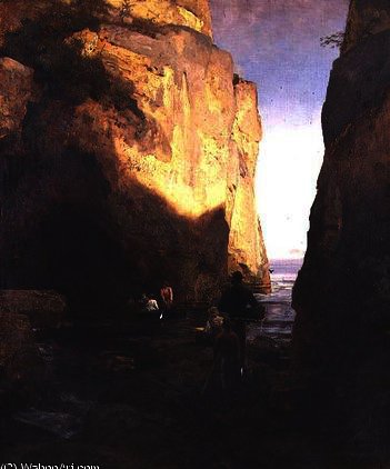 Wikioo.org - Die Enzyklopädie bildender Kunst - Malerei, Kunstwerk von Oswald Achenbach - Eingabe der Grotte