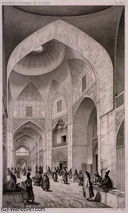 WikiOO.org - Енциклопедия за изящни изкуства - Живопис, Произведения на изкуството Pascal Xavier Coste - Cloth Market, in Isfahan