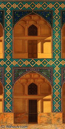 Wikioo.org - สารานุกรมวิจิตรศิลป์ - จิตรกรรม Pascal Xavier Coste - Detail of the Courtyard Arcades