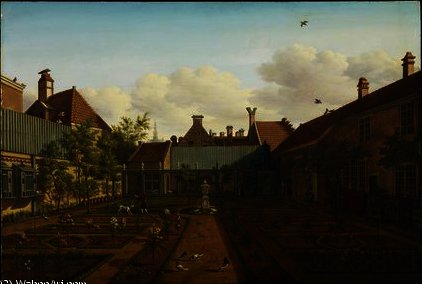 Wikioo.org - The Encyclopedia of Fine Arts - Painting, Artwork by Paulus Constantin La Fargue - View of a town house garden in The Hague,