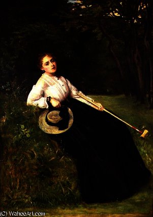 Wikioo.org - สารานุกรมวิจิตรศิลป์ - จิตรกรรม Philip Hermogenes Calderon - Resting in the Shade after a Game of Croquet