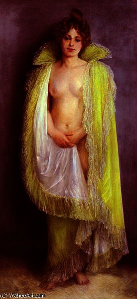 WikiOO.org - Εγκυκλοπαίδεια Καλών Τεχνών - Ζωγραφική, έργα τέχνης Albert Ernest Carrier Belleuse - Femme en deshabille vert