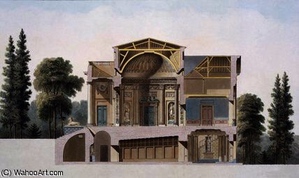 WikiOO.org - Encyclopedia of Fine Arts - Lukisan, Artwork Pierre Jacques Goetghebuer - Cross section of a country house in Laeken